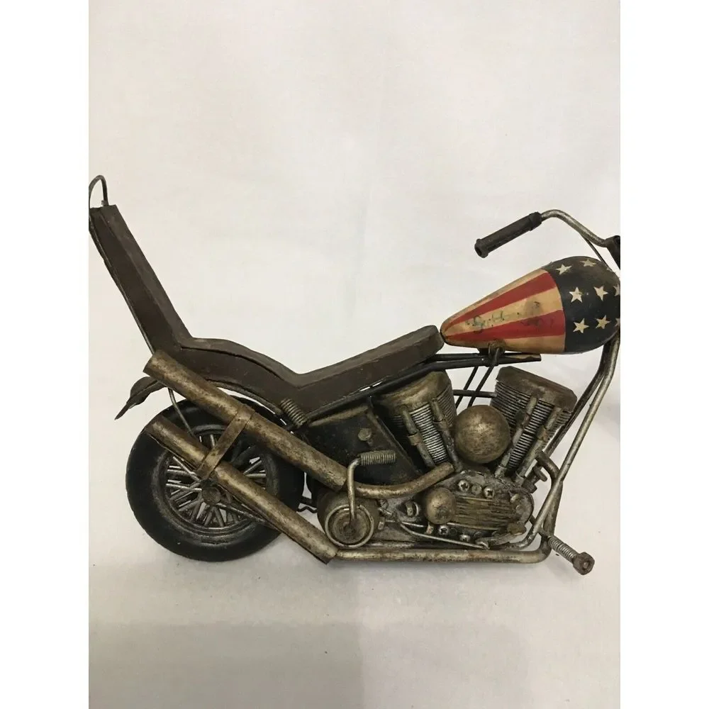 Vintage Metal‎ Motorcycle Model With American Flag Design/ collector